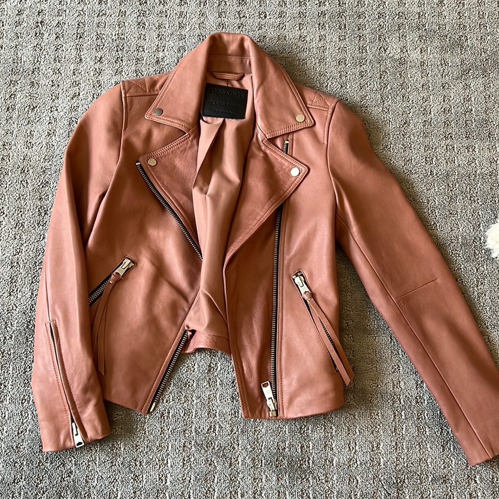 All Saints Dalby Leather Slim Fit Jacket